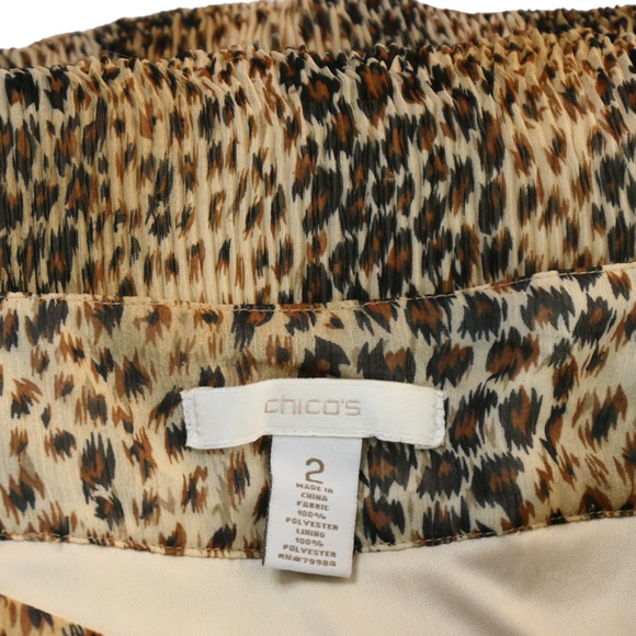 Chicos Accordion Pleat Maxi Skirt Size 2 Large Stretch Lined Wild Animal Cheetah - Picture 6 of 8